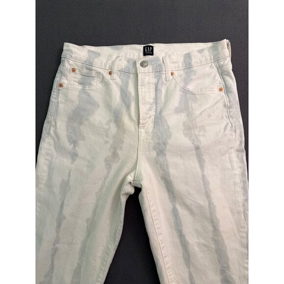 Gap Denim Womens Tie-Dye White & Light Blue True Skinny Jeans Size 10/30 - Picture 4 of 10